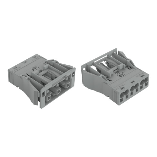 Snap-in socket, 3-pole, Cod. B, gray