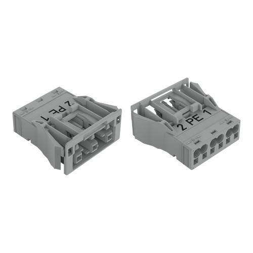 Snap-in socket, 3-pole, Cod. B, gray