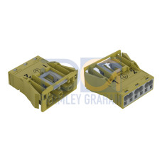 Snap-in socket, 3-pole, Cod. B, light green