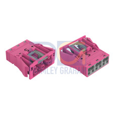 Snap-in socket, 3-pole, Cod. B, pink
