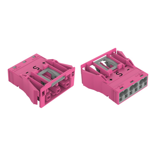 Snap-in socket, 3-pole, Cod. B, pink