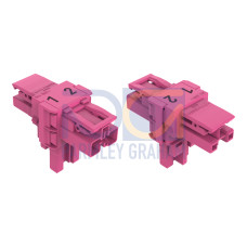 T-distribution connector, 2-pole, Cod. B, pink