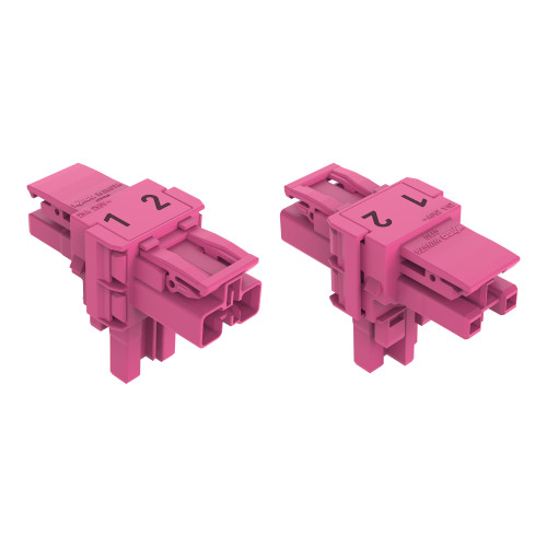 T-distribution connector, 2-pole, Cod. B, pink