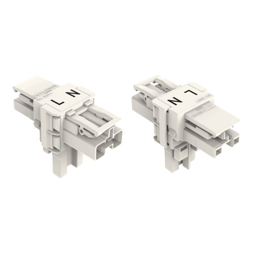 T-distribution connector, 2-pole, Cod. A, white