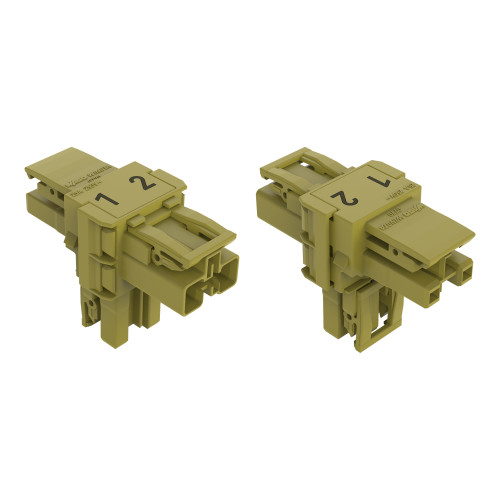 T-distribution connector, 2-pole, Cod. B, light green