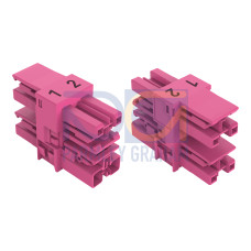 3-way distribution connector, 2-pole, Cod. B, pink