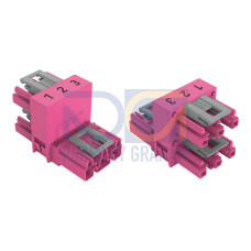 h-distribution connector, 3-pole, Cod. B, pink