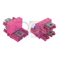 h-distribution connector, 4-pole, Cod. B, pink