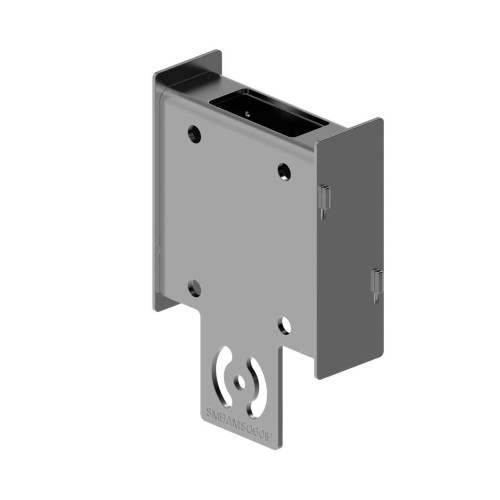 Bracket: Industrial protection SMBAMS series bracket, for Q60 with replaceable window, Articulation slots for 90 plus degree rotation, 12-ga. (2.6) 300 series Stainless Steel