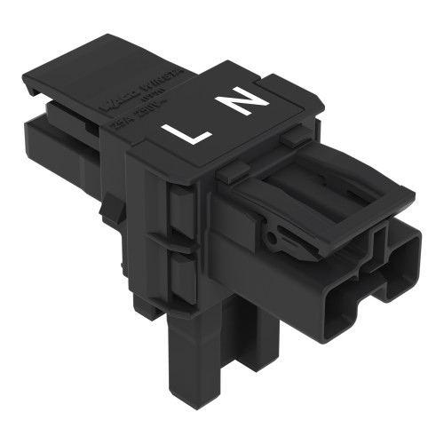 T-distribution connector, 2-pole, Cod. A, black