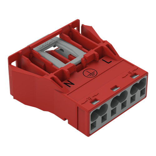 Snap-in plug, 3-pole, Cod. P, red