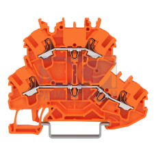 Double-deck terminal block, Through/through terminal block, without marker carrier, orange