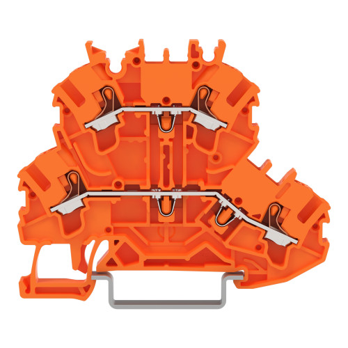 Double-deck terminal block, Through/through terminal block, without marker carrier, orange