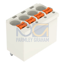 1-conductor THT female connector straight, push-button, Push-in CAGE CLAMP&reg;, light gray