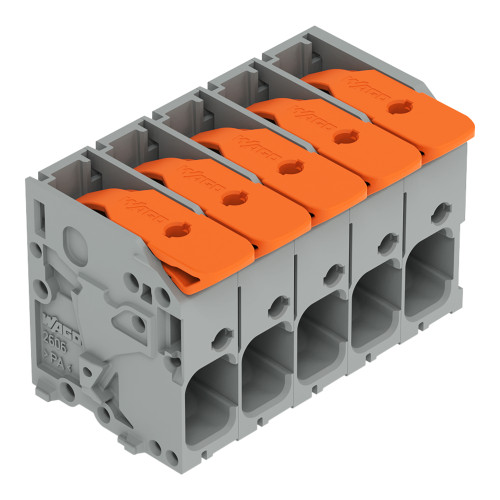 PCB terminal block, lever, 6 mm&sup2;, gray