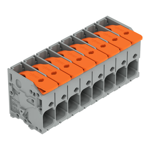 PCB terminal block, lever, 6 mm&sup2;, gray