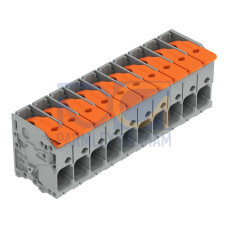 PCB terminal block, lever, 6 mm&sup2;, gray