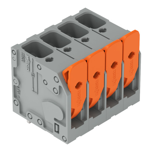 PCB terminal block, lever, 6 mm&sup2;, gray