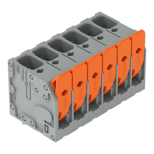 PCB terminal block, lever, 6 mm&sup2;, gray