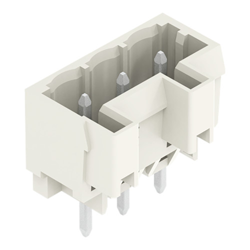 Male connector with straight solder pins 3-pole Pin spacing 5 mm / 0.197 in 100% protected against mismating without preceding ground contact with closed end Vertical PCB mounting
