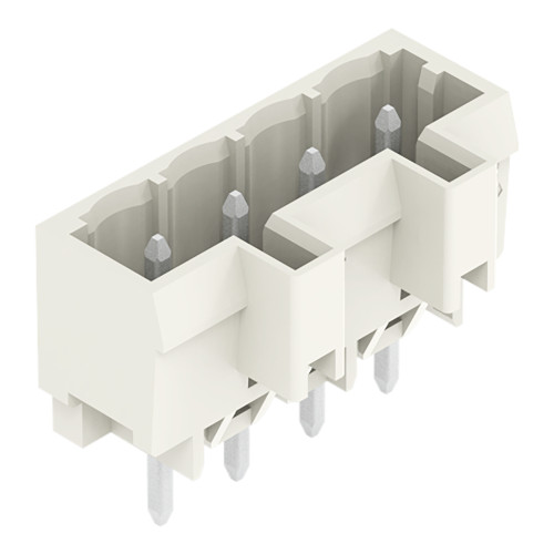 Male connector with straight solder pins 4-pole Pin spacing 5 mm / 0.197 in 100% protected against mismating without preceding ground contact with closed end Vertical PCB mounting