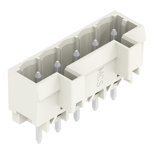 Male connector with straight solder pins 5-pole Pin spacing 5 mm / 0.197 in 100% protected against mismating without preceding ground contact with closed end Vertical PCB mounting