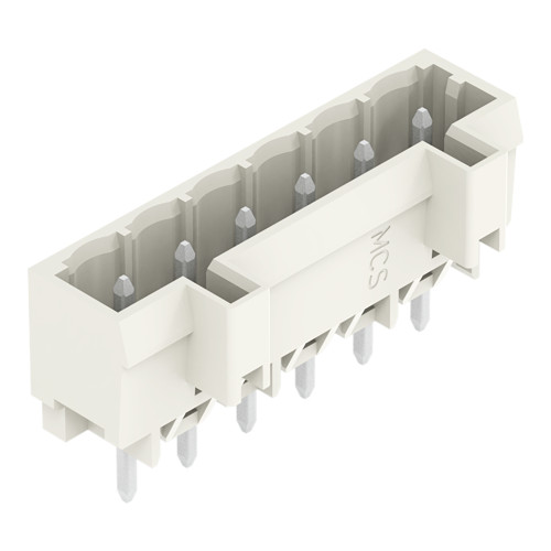 Male connector with straight solder pins 6-pole Pin spacing 5 mm / 0.197 in 100% protected against mismating without preceding ground contact with closed end Vertical PCB mounting