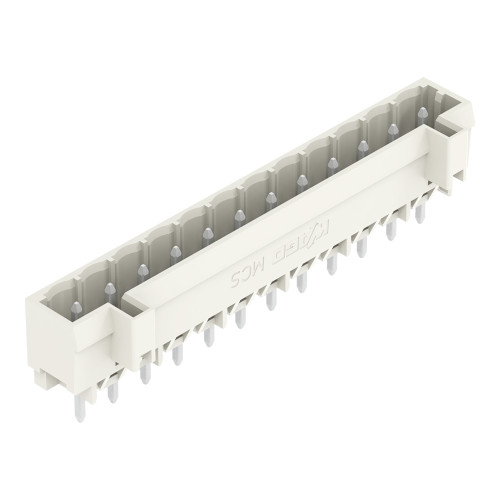 Male connector with straight solder pins 12-pole Pin spacing 5 mm / 0.197 in 100% protected against mismating without preceding ground contact with closed end Vertical PCB mounting
