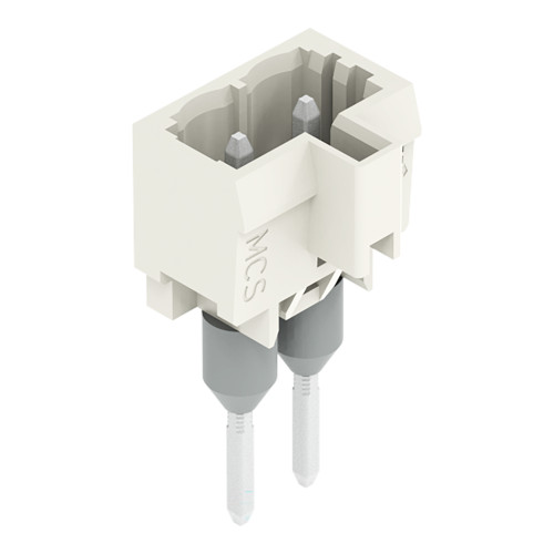 Male connector for rail-mount terminal blocks, 1.2 x 1.2 mm pins, straight, light gray