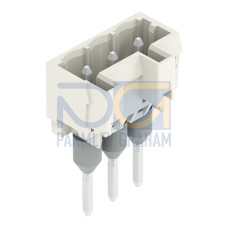 Male connector for rail-mount terminal blocks, 1.2 x 1.2 mm pins, straight, light gray