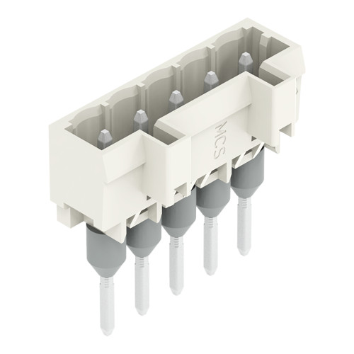 Male connector for rail-mount terminal blocks, 1.2 x 1.2 mm pins, straight, light gray