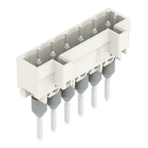 Male connector for rail-mount terminal blocks, 1.2 x 1.2 mm pins, straight, light gray