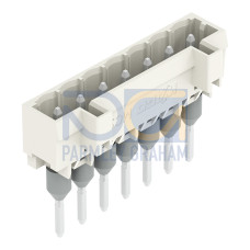 Male connector for rail-mount terminal blocks, 1.2 x 1.2 mm pins, straight, light gray