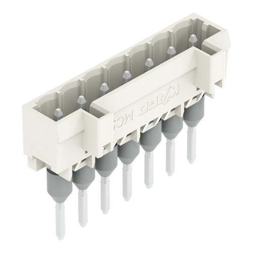 Male connector for rail-mount terminal blocks, 1.2 x 1.2 mm pins, straight, light gray