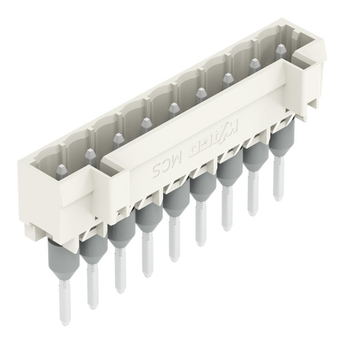 Male connector for rail-mount terminal blocks, 1.2 x 1.2 mm pins, straight, light gray