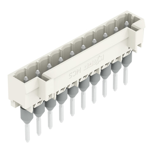 Male connector for rail-mount terminal blocks, 1.2 x 1.2 mm pins, straight, light gray