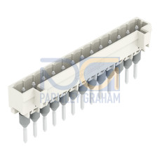 Male connector for rail-mount terminal blocks, 1.2 x 1.2 mm pins, straight, light gray