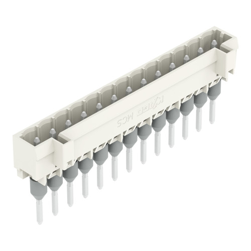 Male connector for rail-mount terminal blocks, 1.2 x 1.2 mm pins, straight, light gray