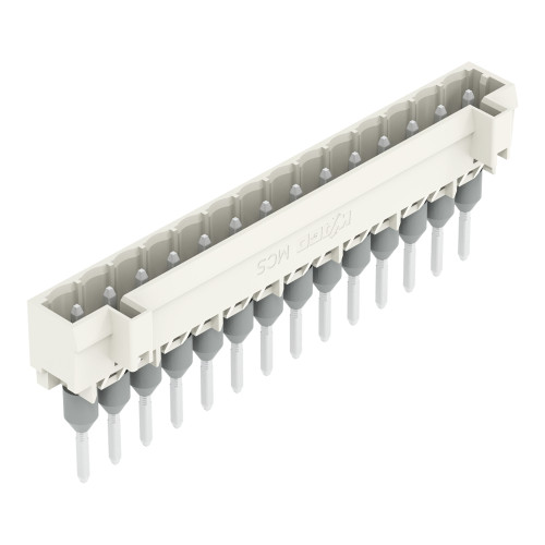 Male connector for rail-mount terminal blocks, 1.2 x 1.2 mm pins, straight, light gray