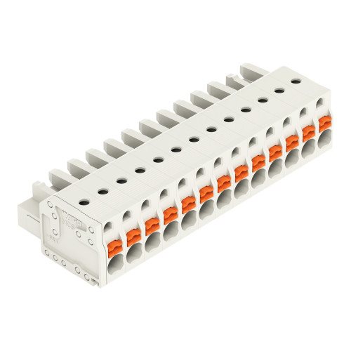 1-conductor female connector, push-button, Push-in CAGE CLAMP&reg;, light gray