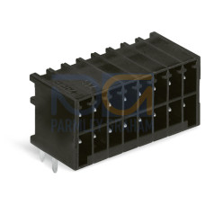 THR male header, 2-row, 0.8 x 0.8 mm solder pin, angled, black