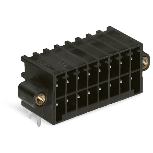 THT male header, 2-row, 0.8 x 0.8 mm solder pin, angled, black