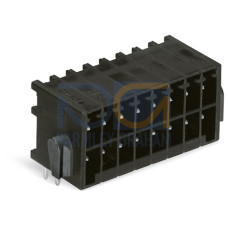 THR male header, 2-row, 0.8 x 0.8 mm solder pin, angled, black