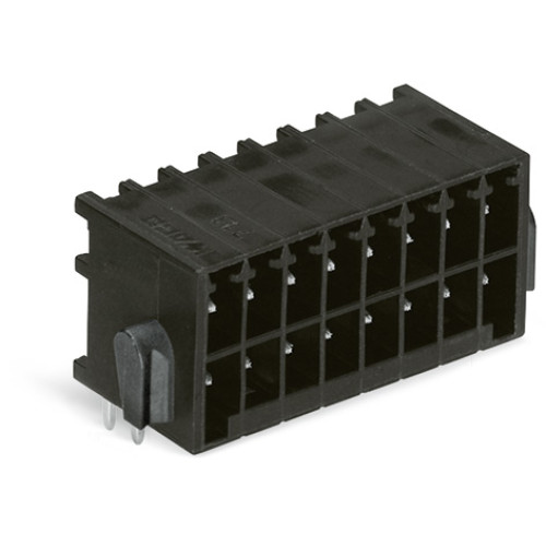 THR male header, 2-row, 0.8 x 0.8 mm solder pin, angled, black