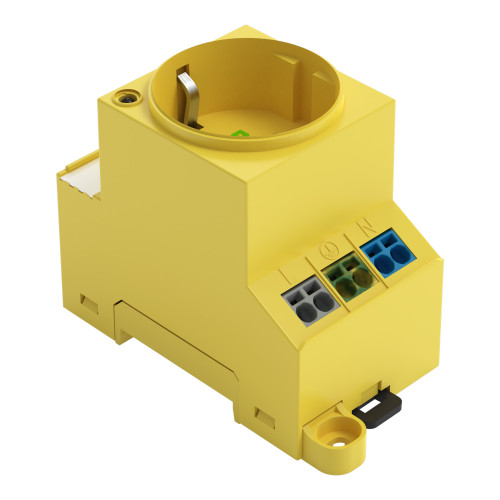 Switchgear cabinet outlet, for DIN-rail and screw mounting, for plug, type F, CEE 7/4 (Schuko), signal yellow