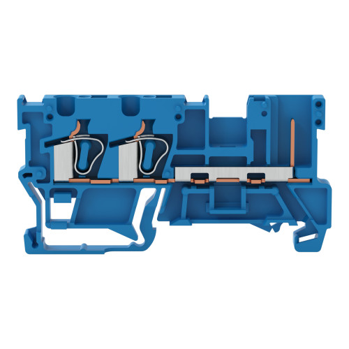 2-conductor/1-pin carrier terminal block, 4 mm&sup2;, for DIN-rail 35 x 15 and 35 x 7.5, blue
