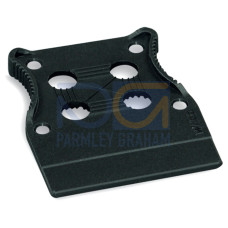Strain relief plate, for female connectors, 53 mm wide, black