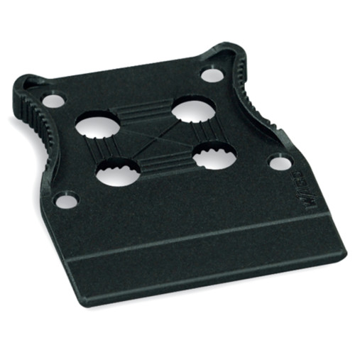 Strain relief plate, for female connectors, 53 mm wide, black