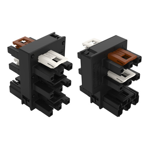 Distribution connector for switches, Single-pole switch and series circuit, 3-pole, black