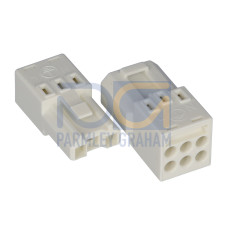 Female connector, with ground contact, 3-pole, white